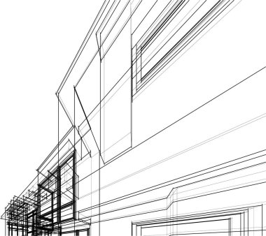 Mimari sanat konseptinde soyut çizgiler, minimum geometrik şekiller.