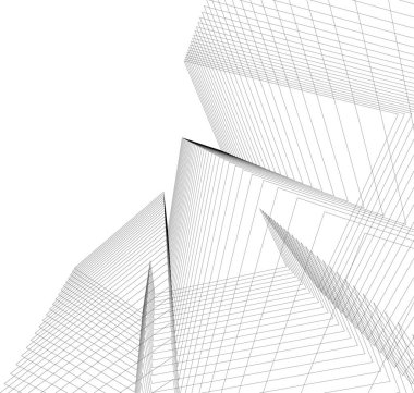 Mimari sanat konseptinde soyut çizgiler, minimum geometrik şekiller. 