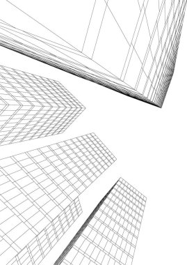 Arkaplanda mimari bina 3d illüstrasyon