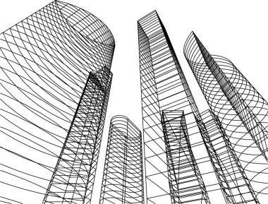 Mimari sanat konseptinde soyut çizgiler, minimum geometrik şekiller. 