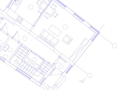Beyaz zemin üzerine mimari sanat konseptinde soyut çizgiler, minimum geometrik şekiller.