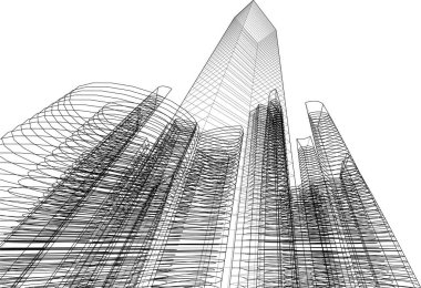 Mimari sanat konseptinde soyut çizgiler, minimum geometrik şekiller.