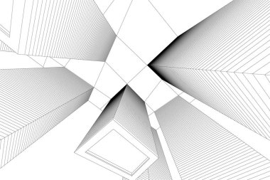 Mimari sanat konseptinde soyut çizgiler, minimum geometrik şekiller. 