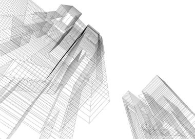 Mimari sanat konseptinde soyut çizgiler, minimum geometrik şekiller. 