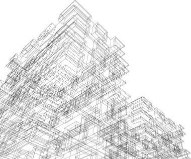 Mimari sanat konseptinde soyut çizgiler, minimum geometrik şekiller. 