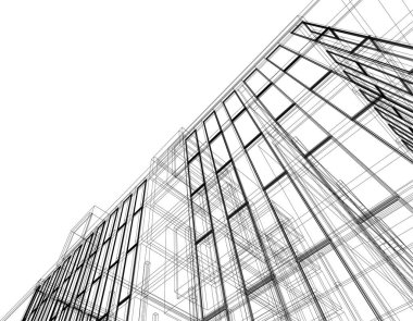 Mimari sanat konseptinde soyut çizgiler, minimum geometrik şekiller.