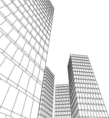 Mimari sanat konseptinde soyut çizgiler, minimum geometrik şekiller. 