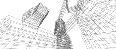 Mimari sanat konseptinde soyut çizgiler, minimum geometrik şekiller.