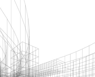 Mimari sanat konseptinde soyut çizgiler, minimum geometrik şekiller. 