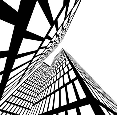 Mimari sanat konseptinde soyut çizgiler, minimum geometrik şekiller. 