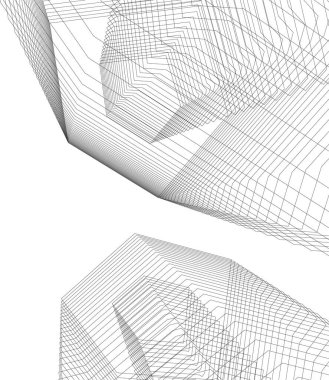 Mimari sanat konseptinde soyut çizgiler, minimum geometrik şekiller. 