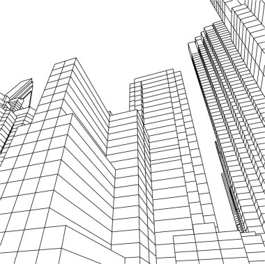 Mimari sanat konseptinde soyut çizgiler, minimum geometrik şekiller. 