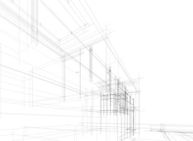 Mimari sanat konseptinde soyut çizgiler, minimum geometrik şekiller. 