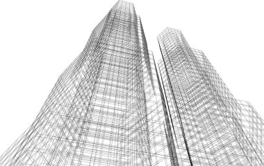 Mimari sanat konseptinde soyut çizgiler, minimum geometrik şekiller. 