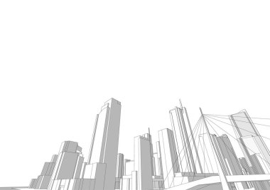 Mimari sanat konseptinde soyut çizgiler, minimum geometrik şekiller.