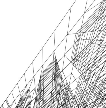 Mimari sanat konseptinde soyut çizgiler, minimum geometrik şekiller. 