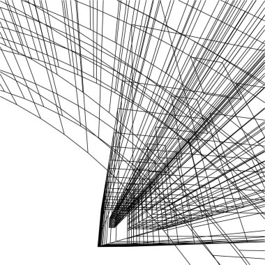 Mimari sanat konseptinde soyut çizgiler, minimum geometrik şekiller. 