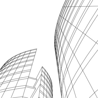 Mimari sanat konseptinde soyut çizgiler, minimum geometrik şekiller. 