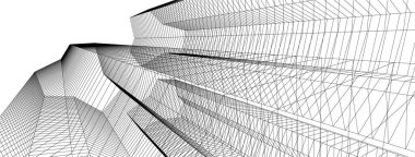 Mimari sanat konseptinde soyut çizgiler, minimum geometrik şekiller.