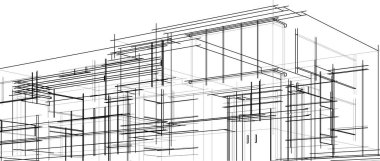 Mimari sanat konseptinde soyut çizgiler, minimum geometrik şekiller. 