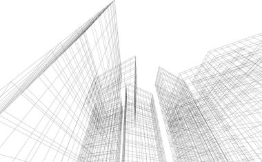 Mimari sanat konseptinde soyut çizgiler, minimum geometrik şekiller.