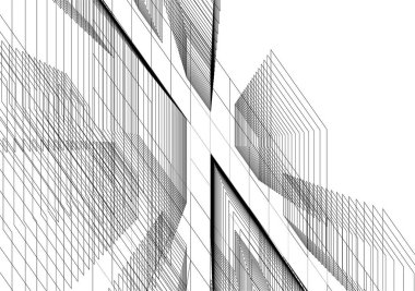 Mimari sanat konseptinde soyut çizgiler, minimum geometrik şekiller. 