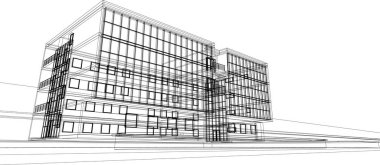 Mimari sanat konseptinde soyut çizgiler, minimum geometrik şekiller. 