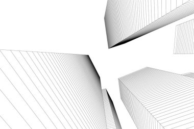 Mimari sanat konseptinde soyut çizgiler, minimum geometrik şekiller. 