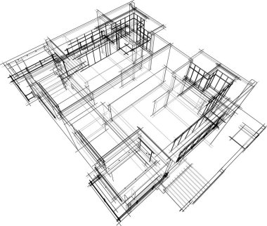 Mimari sanat konseptinde soyut çizgiler, minimum geometrik şekiller.