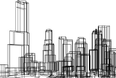 Mimari sanat konseptinde soyut çizgiler, minimum geometrik şekiller. 