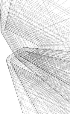 Beyaz zemin üzerine mimari sanat konseptinde soyut çizgiler, minimum geometrik şekiller.