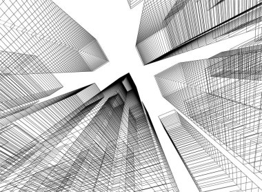 Mimari sanat konseptinde soyut çizgiler, minimum geometrik şekiller.