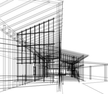 Mimari sanat konseptinde soyut çizgiler, minimum geometrik şekiller. 