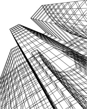 Mimari sanat konseptinde soyut çizgiler, minimum geometrik şekiller. 