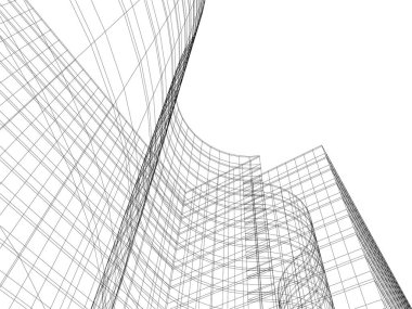 Arkaplanda mimari bina 3d illüstrasyon