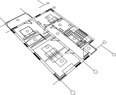 Mimari sanat konseptinde soyut çizgiler, minimum geometrik şekiller. 