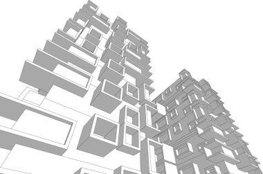 Mimari sanat konseptinde soyut çizgiler, minimum geometrik şekiller. 