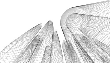 Mimari sanat konseptinde soyut çizgiler, minimum geometrik şekiller.