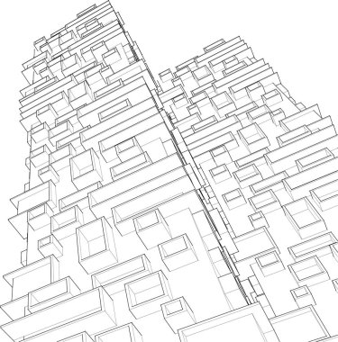Mimari sanat konseptinde soyut çizgiler, minimum geometrik şekiller.