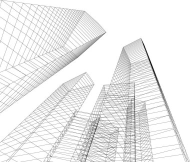 Mimari sanat konseptinde soyut çizgiler, minimum geometrik şekiller. 