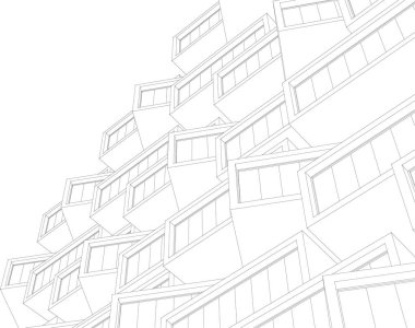 Mimari sanat konseptinde soyut çizgiler, minimum geometrik şekiller. 