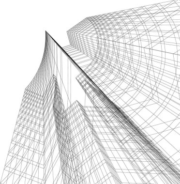 Arkaplanda mimari bina 3d illüstrasyon