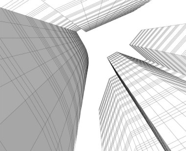 Mimari sanat konseptinde soyut çizgiler, minimum geometrik şekiller.