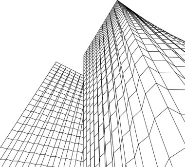Mimari sanat konseptinde soyut çizgiler, minimum geometrik şekiller. 