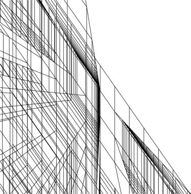 Mimari sanat konseptinde soyut çizgiler, minimum geometrik şekiller. 