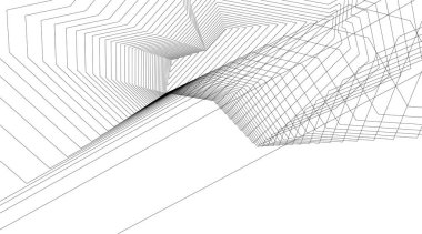 Mimari sanat konseptinde soyut çizgiler, minimum geometrik şekiller.