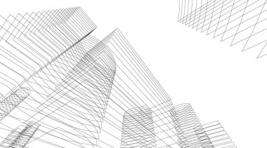 Mimari sanat konseptinde soyut çizgiler, minimum geometrik şekiller.