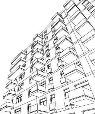 Mimari sanat konseptinde soyut çizgiler, minimum geometrik şekiller. 