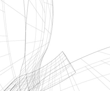 Mimari sanat konseptinde soyut çizgiler, minimum geometrik şekiller. 