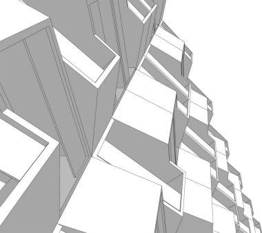 Mimari sanat konseptinde soyut çizgiler, minimum geometrik şekiller. 